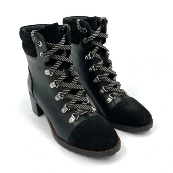 Sam Edelman Black Lace Up Manchester Boots Size 6 - Picture 2 of 8